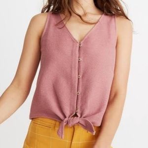Madewell Texture & Thread Button Down Tie Knot Tank Top